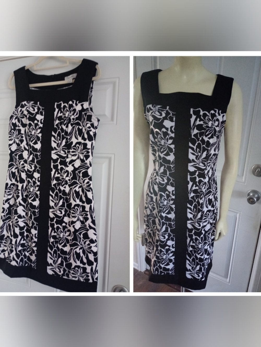 Dressbarn White Black Business Casual Sleeveless Dress Sz 10